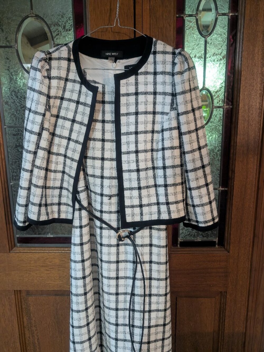 Womens two-piece plaid dress suit, size 2